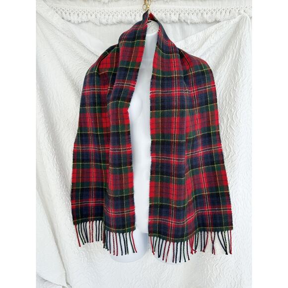 VTG James Pringle Weavers Clan Red Tartan Plaid 100% Lambs Wool Scarf Scotland - Picture 2 of 5